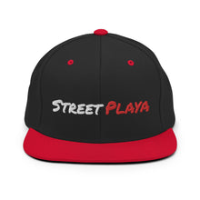 Load image into Gallery viewer, Street Playa Snapback Hat (White & Red Letters)