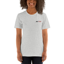 Load image into Gallery viewer, Street Code Embroidered Short-Sleeve Unisex T-Shirt black & red letters (2 colors available)