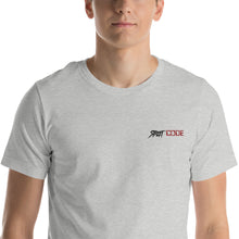 Load image into Gallery viewer, Street Code Embroidered Short-Sleeve Unisex T-Shirt black & red letters (2 colors available)
