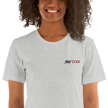 Load image into Gallery viewer, Street Code Embroidered Short-Sleeve Unisex T-Shirt black & red letters (2 colors available)