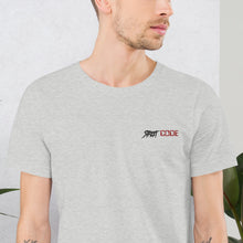 Load image into Gallery viewer, Street Code Embroidered Short-Sleeve Unisex T-Shirt black & red letters (2 colors available)