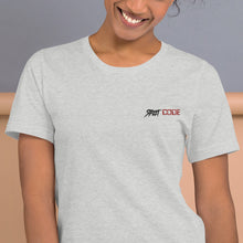 Load image into Gallery viewer, Street Code Embroidered Short-Sleeve Unisex T-Shirt black & red letters (2 colors available)