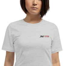 Load image into Gallery viewer, Street Code Embroidered Short-Sleeve Unisex T-Shirt black & red letters (2 colors available)