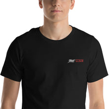 Load image into Gallery viewer, Street Code Embroidered Short-Sleeve Unisex T-Shirt white & red letters (3 colors available)