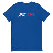 Load image into Gallery viewer, Street Code - Short-Sleeve Unisex T-Shirt white and red letters (4 Colors Available)