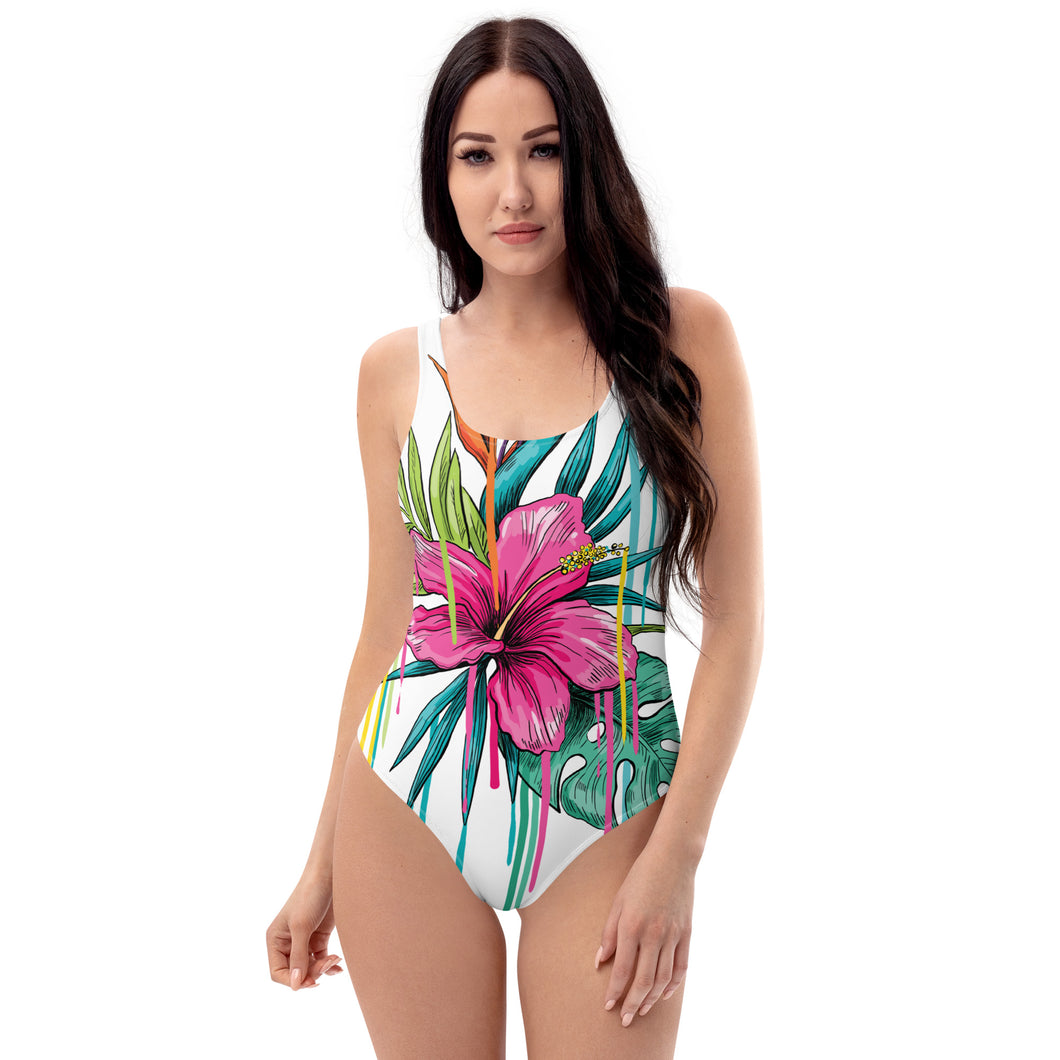 Melting Pink Flower One-Piece Swimsuit