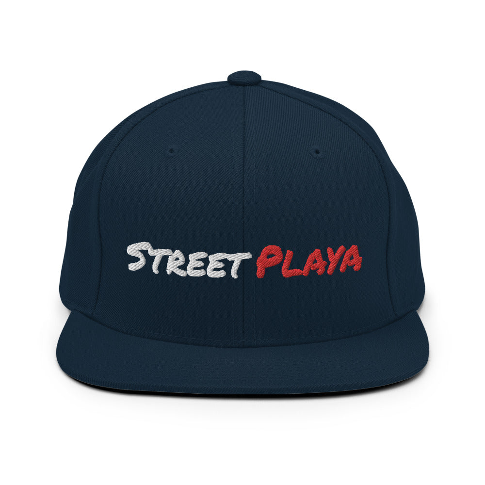 Street Playa Snapback Hat (White & Red Letters)