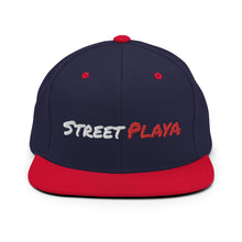 Load image into Gallery viewer, Street Playa Snapback Hat (White &amp; Red Letters)
