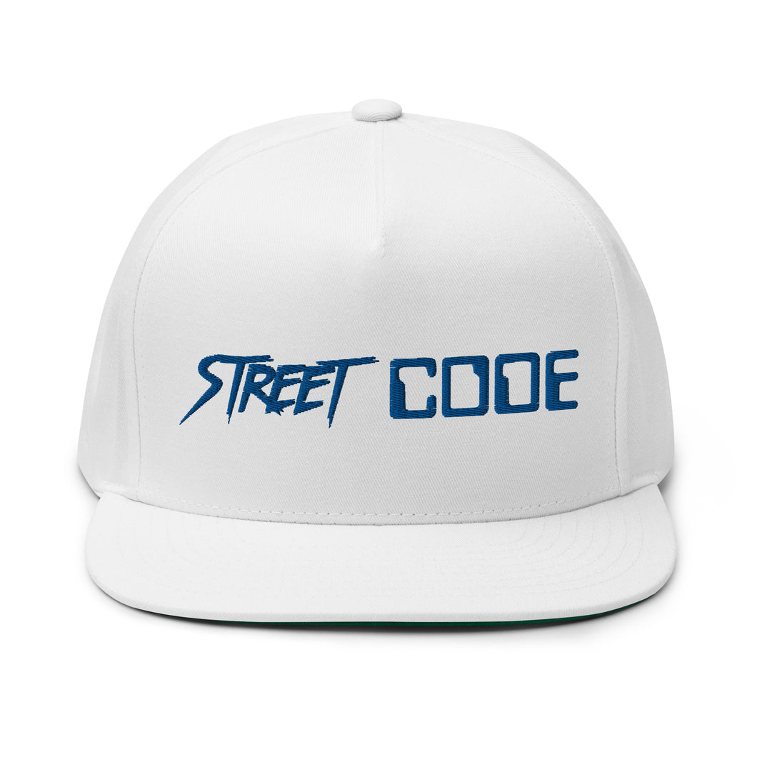 Street Code  Flat Bill Cap (Royal Blue Letters)