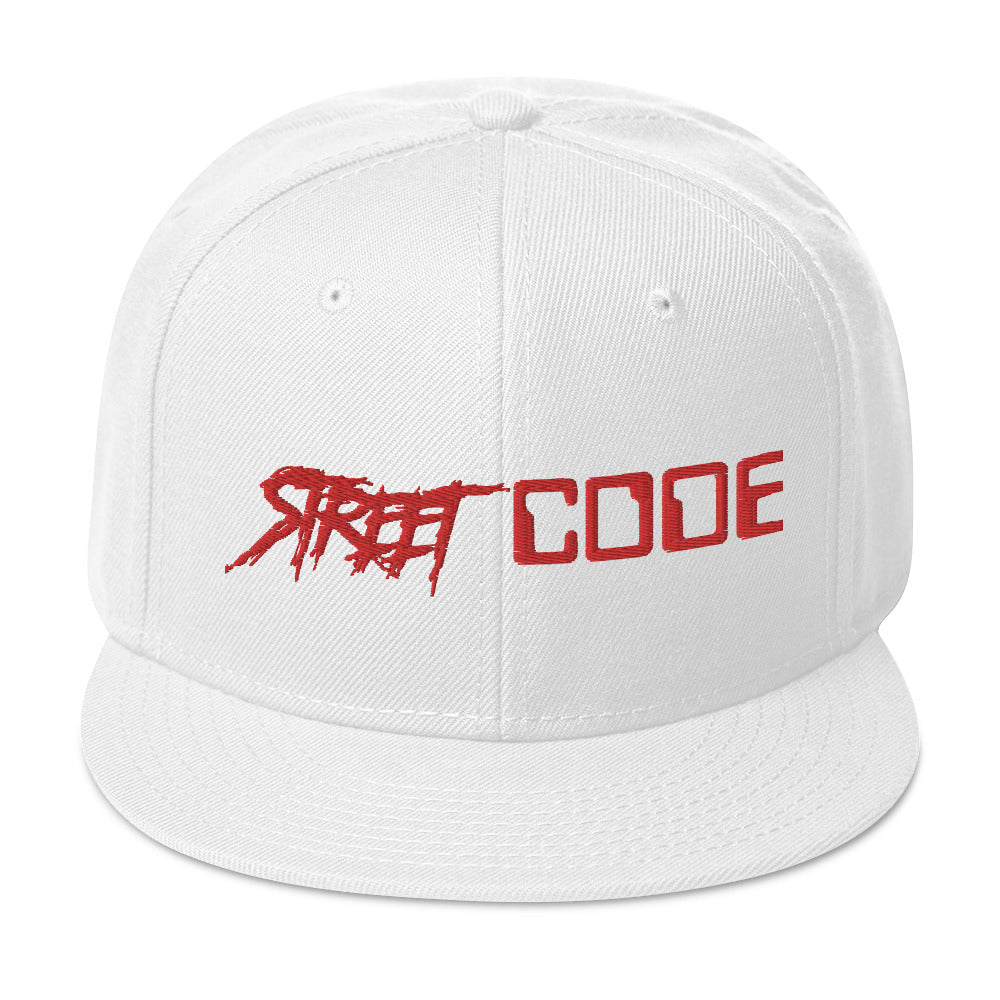 Street Code Snapback Hat (Red Letters)