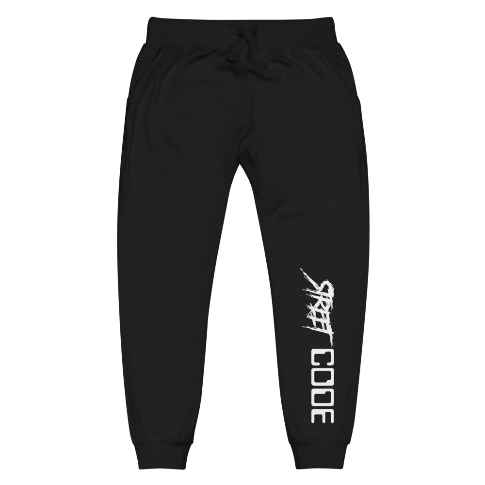 Street Code 90 Degrees Unisex fleece sweatpants white letters