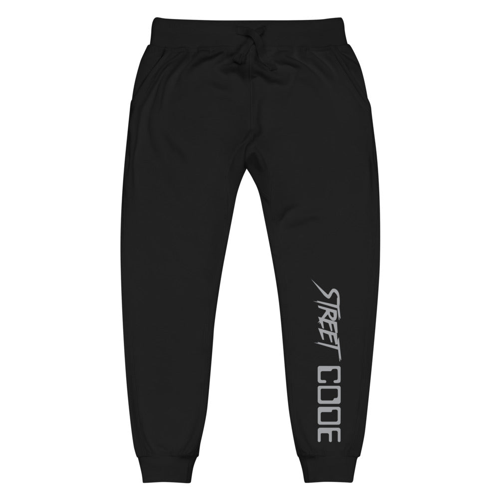 Street Code Unisex fleece sweatpants Gray Letters