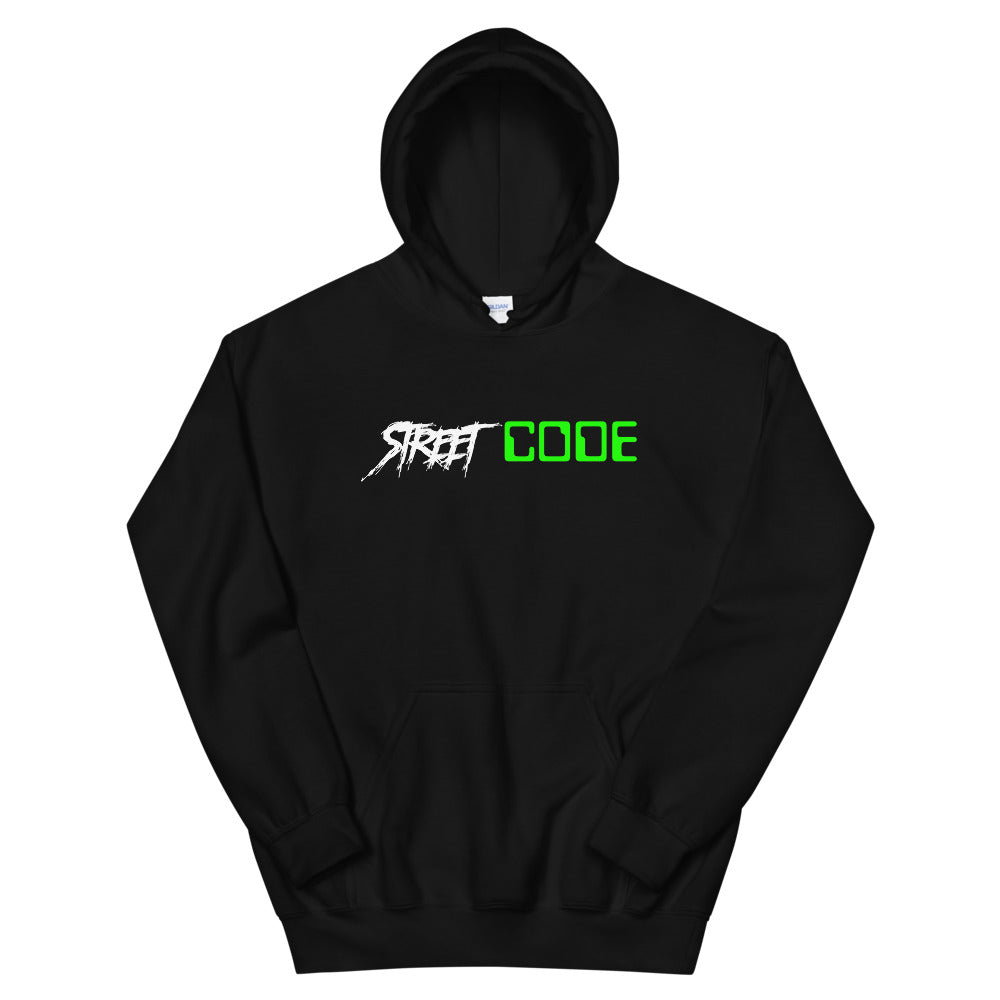 Street Code Unisex Hoodie white and green letters 2 colors available