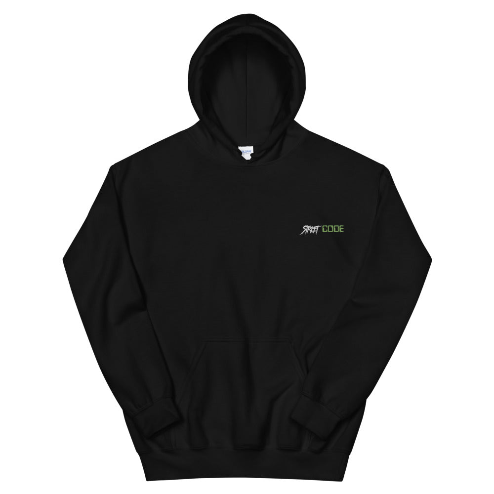 Street Code Embroidered Unisex Hoodie Green & White Letters (2 colors available)