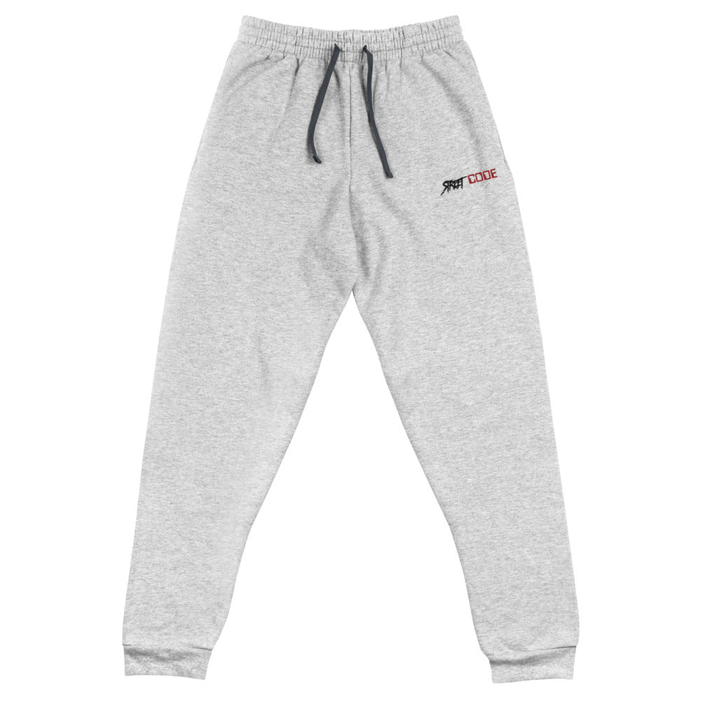 Street Code Embroidered Grey Unisex Joggers