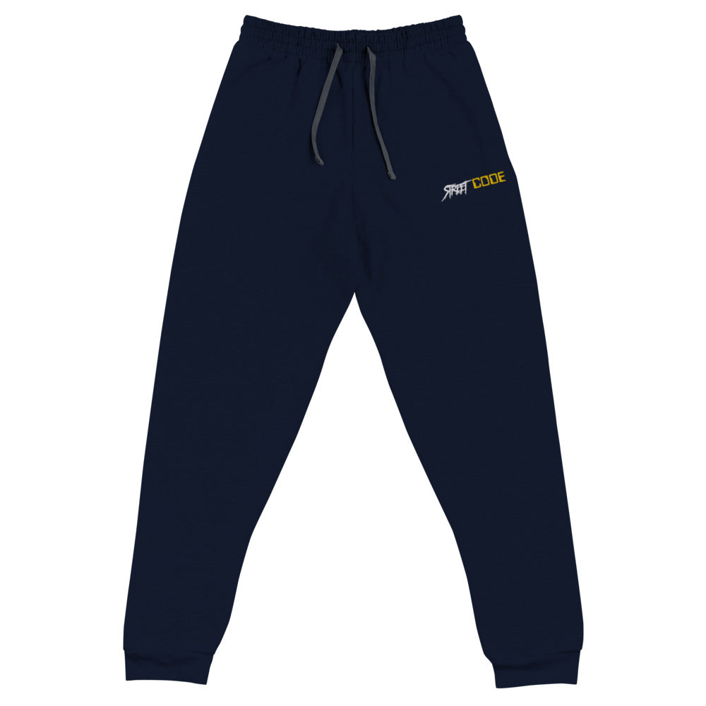 Street Code Embroidered Unisex Joggers white & yellow letters (2 colors available)