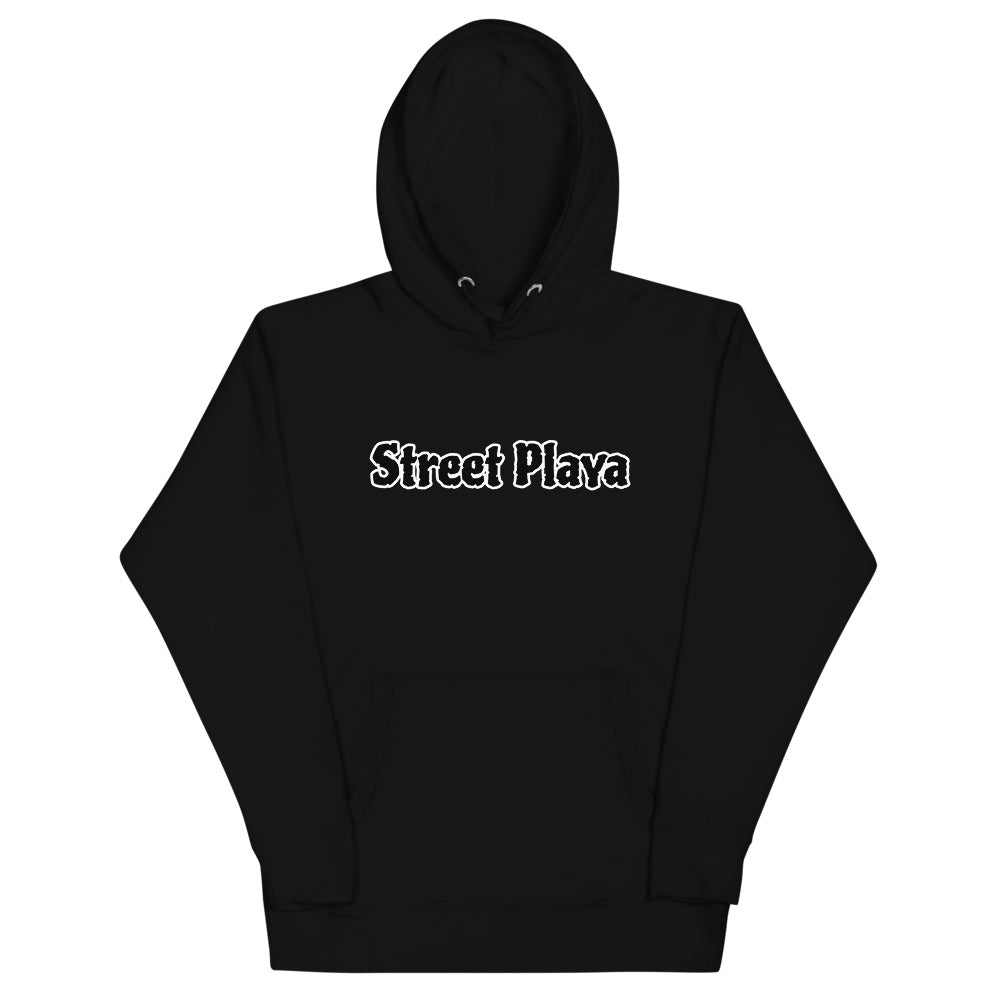 Street Playa Unisex Hoodie black letters white outline (4 Colors Available)