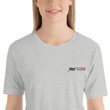 Load image into Gallery viewer, Street Code Embroidered Short-Sleeve Unisex T-Shirt black &amp; red letters (2 colors available)
