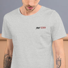 Load image into Gallery viewer, Street Code Embroidered Short-Sleeve Unisex T-Shirt black &amp; red letters (2 colors available)
