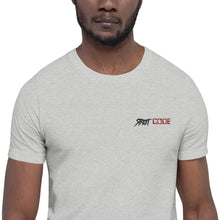 Load image into Gallery viewer, Street Code Embroidered Short-Sleeve Unisex T-Shirt black &amp; red letters (2 colors available)
