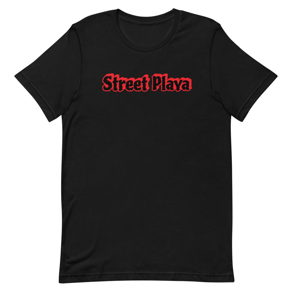 Street Playa Short-Sleeve Unisex T-Shirt (Black & Red letters)