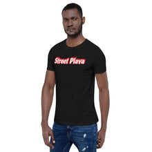 Load image into Gallery viewer, Street Playa Royal blue w/ White &amp; Red letters Short-Sleeve Unisex T-Shirt (4 Colors Available)
