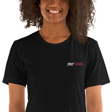 Load image into Gallery viewer, Street Code Embroidered Short-Sleeve Unisex T-Shirt white &amp; red letters (3 colors available)
