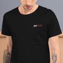 Load image into Gallery viewer, Street Code Embroidered Short-Sleeve Unisex T-Shirt white &amp; red letters (3 colors available)
