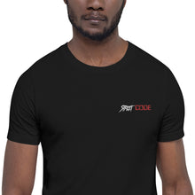 Load image into Gallery viewer, Street Code Embroidered Short-Sleeve Unisex T-Shirt white &amp; red letters (3 colors available)
