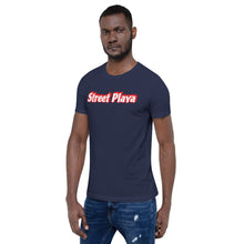 Load image into Gallery viewer, Street Playa Royal blue w/ White &amp; Red letters Short-Sleeve Unisex T-Shirt (4 Colors Available)
