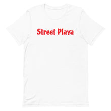 Load image into Gallery viewer, Street Playa Red Letters White Outline Short-Sleeve Unisex T-Shirt (6 Colors Available)
