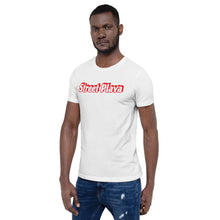 Load image into Gallery viewer, Street Playa Royal blue w/ White &amp; Red letters Short-Sleeve Unisex T-Shirt (4 Colors Available)
