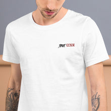 Load image into Gallery viewer, Street Code Embroidered Short-Sleeve Unisex T-Shirt black &amp; red letters (2 colors available)
