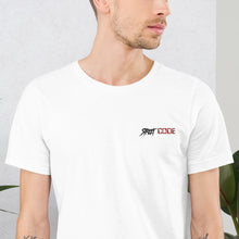 Load image into Gallery viewer, Street Code Embroidered Short-Sleeve Unisex T-Shirt black &amp; red letters (2 colors available)
