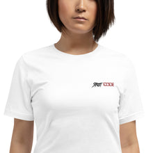 Load image into Gallery viewer, Street Code Embroidered Short-Sleeve Unisex T-Shirt black &amp; red letters (2 colors available)
