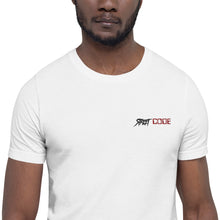 Load image into Gallery viewer, Street Code Embroidered Short-Sleeve Unisex T-Shirt black &amp; red letters (2 colors available)
