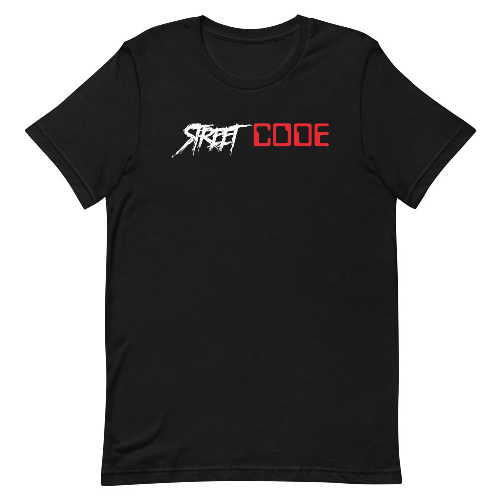 Street Code - Short-Sleeve Unisex T-Shirt white and red letters (4 Colors Available)